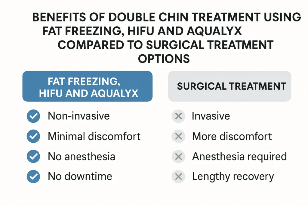 Graphic about the benefits of double chin treatment Loughborough - from LA LIPO