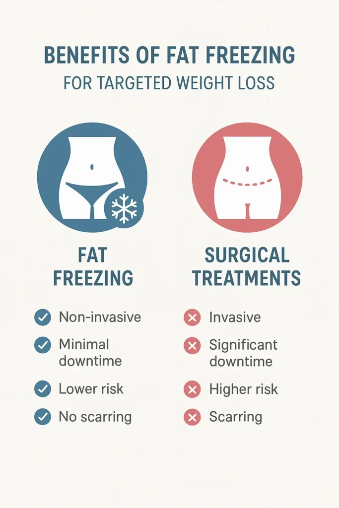 graphic showing the benefits of fat freezing Loughborough