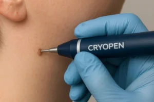 Person receiving skin tag removal Loughborough